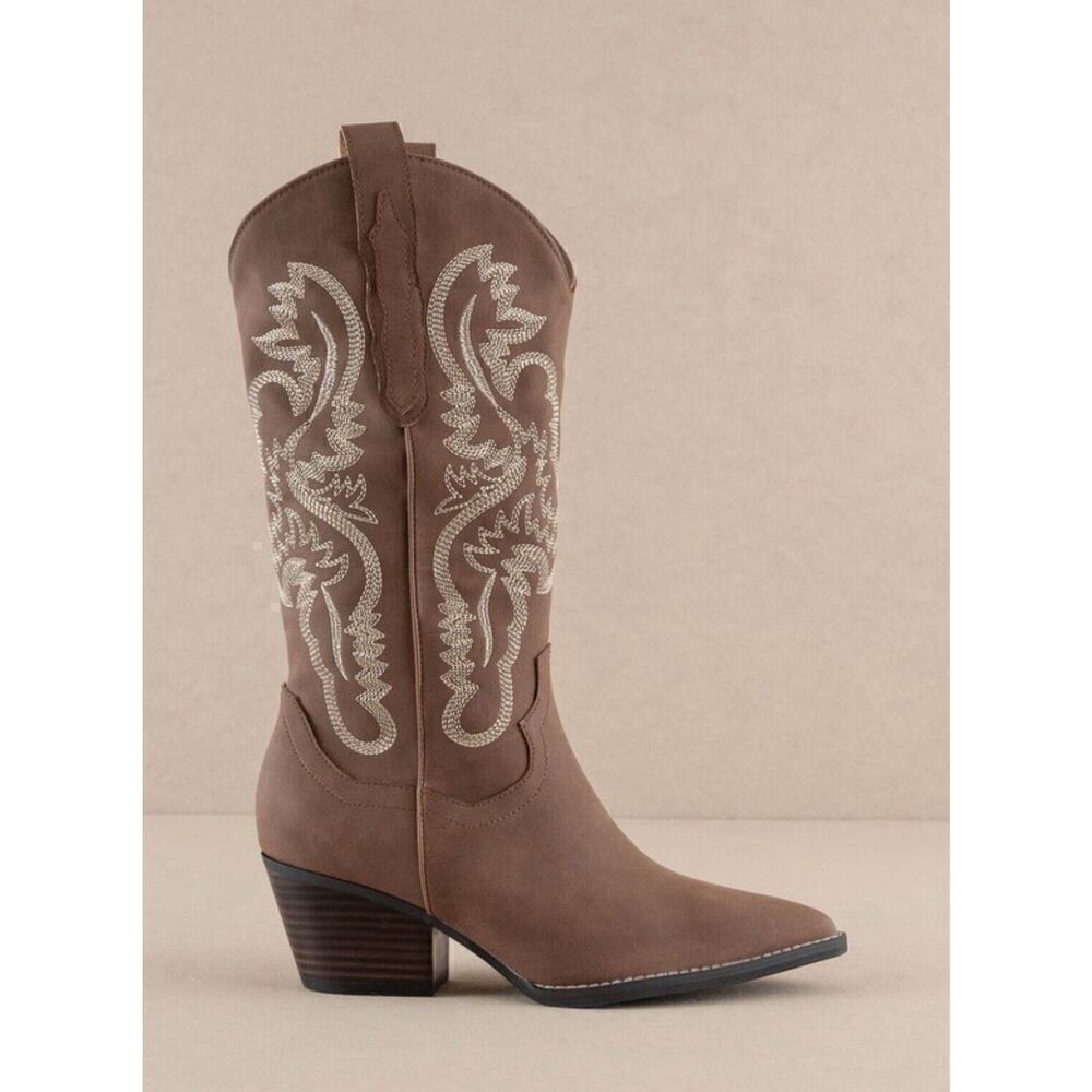 Western Cowgirl Boots Brown 7.5 Festival Rodeo Embroidered Southwestern - Picture 3 of 7